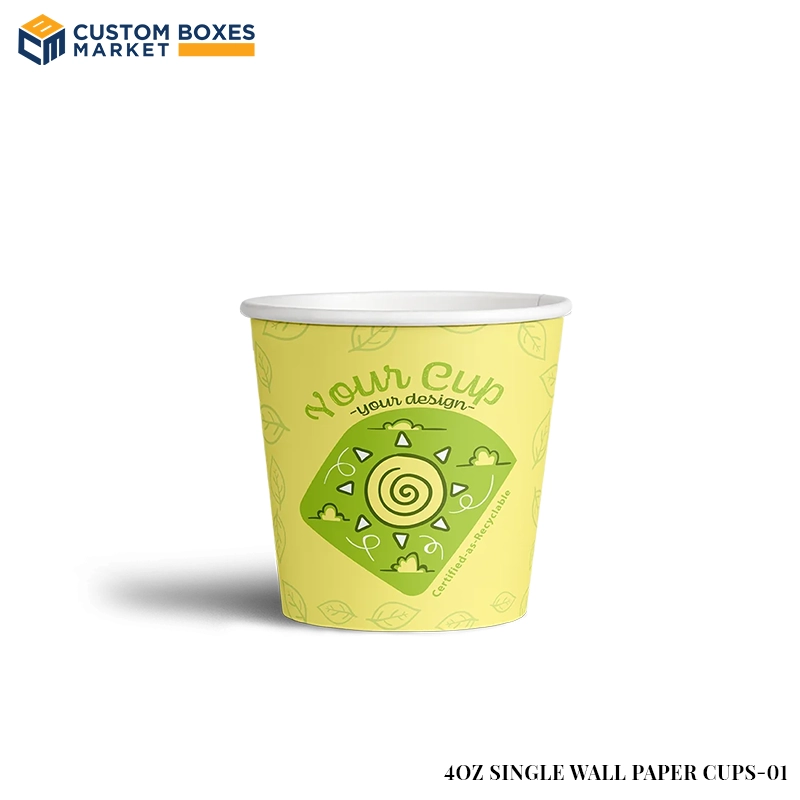 Custom 4oz Single Wall Paper Cups
