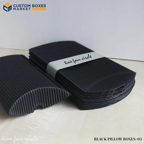 Black Pillow Boxes with logo 03