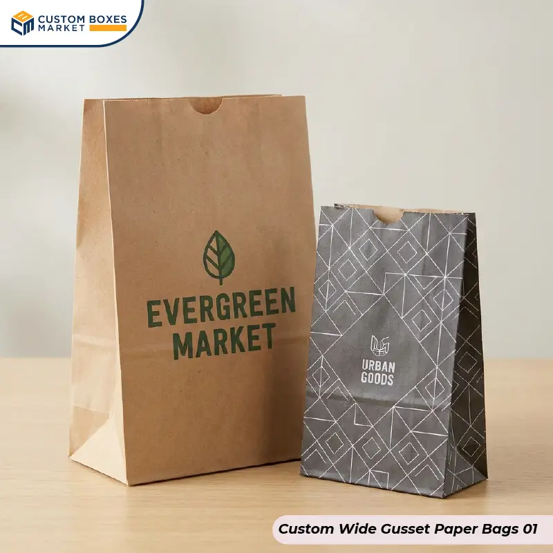 Custom Wide Gusset Paper Bags